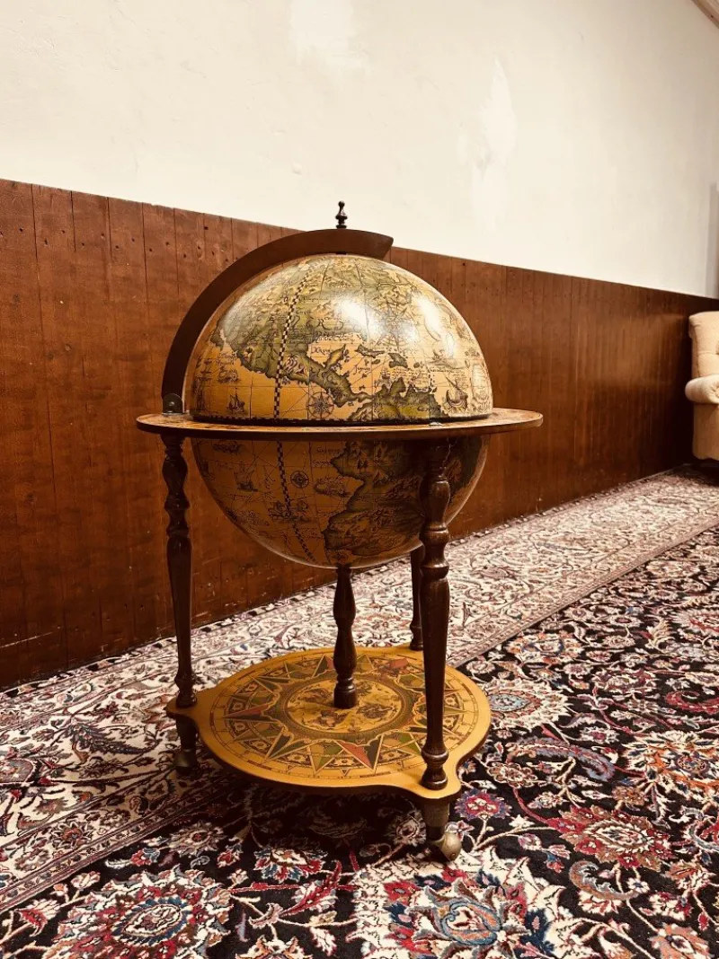 Pamono Italian Drink Globe in Wood> Serving Bar Carts & Trolleys