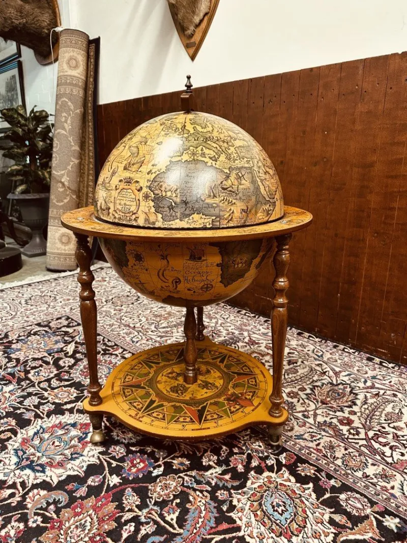 Pamono Italian Drink Globe in Wood> Serving Bar Carts & Trolleys