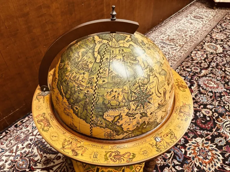 Pamono Italian Drink Globe in Wood> Serving Bar Carts & Trolleys