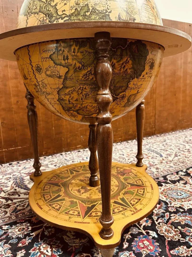 Pamono Italian Drink Globe in Wood> Serving Bar Carts & Trolleys
