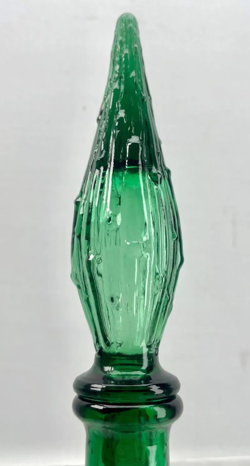 Pamono Italian Empoli Genie Bottle in Green Art Glass, 1960s> Bottles, Carafes & Jugs