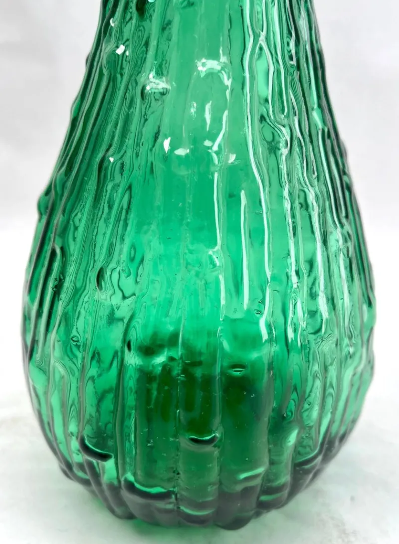 Pamono Italian Empoli Genie Bottle in Green Art Glass, 1960s> Bottles, Carafes & Jugs