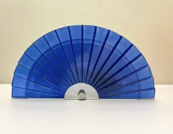 Pamono Italian Fan-Shaped Demi-Lune Wall Light in Blue Stepped Glass, 1980s> Wall Lights & Sconces