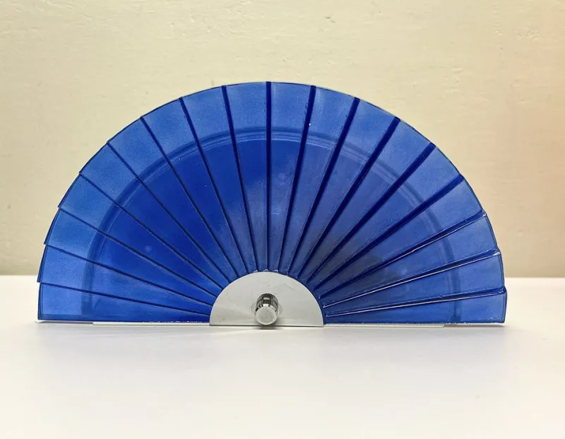 Pamono Italian Fan-Shaped Demi-Lune Wall Light in Blue Stepped Glass, 1980s> Wall Lights & Sconces