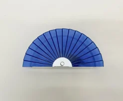 Pamono Italian Fan-Shaped Demi-Lune Wall Light in Blue Stepped Glass, 1980s><noscript><img width=