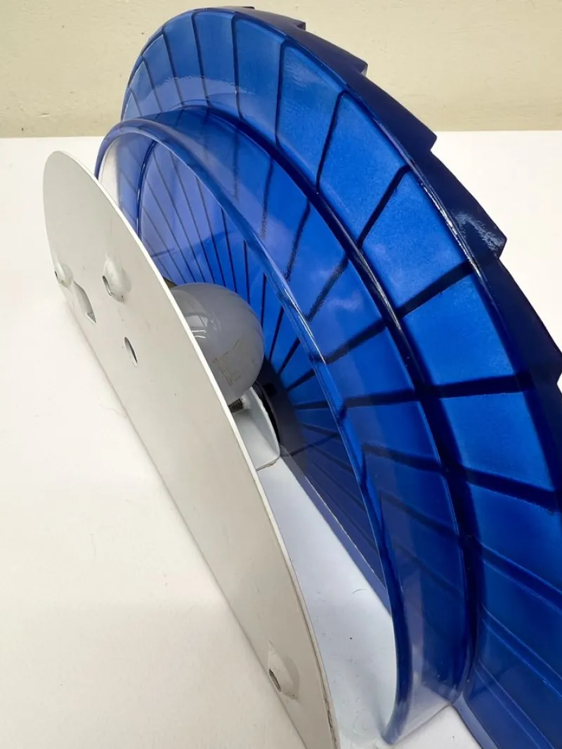 Pamono Italian Fan-Shaped Demi-Lune Wall Light in Blue Stepped Glass, 1980s> Wall Lights & Sconces