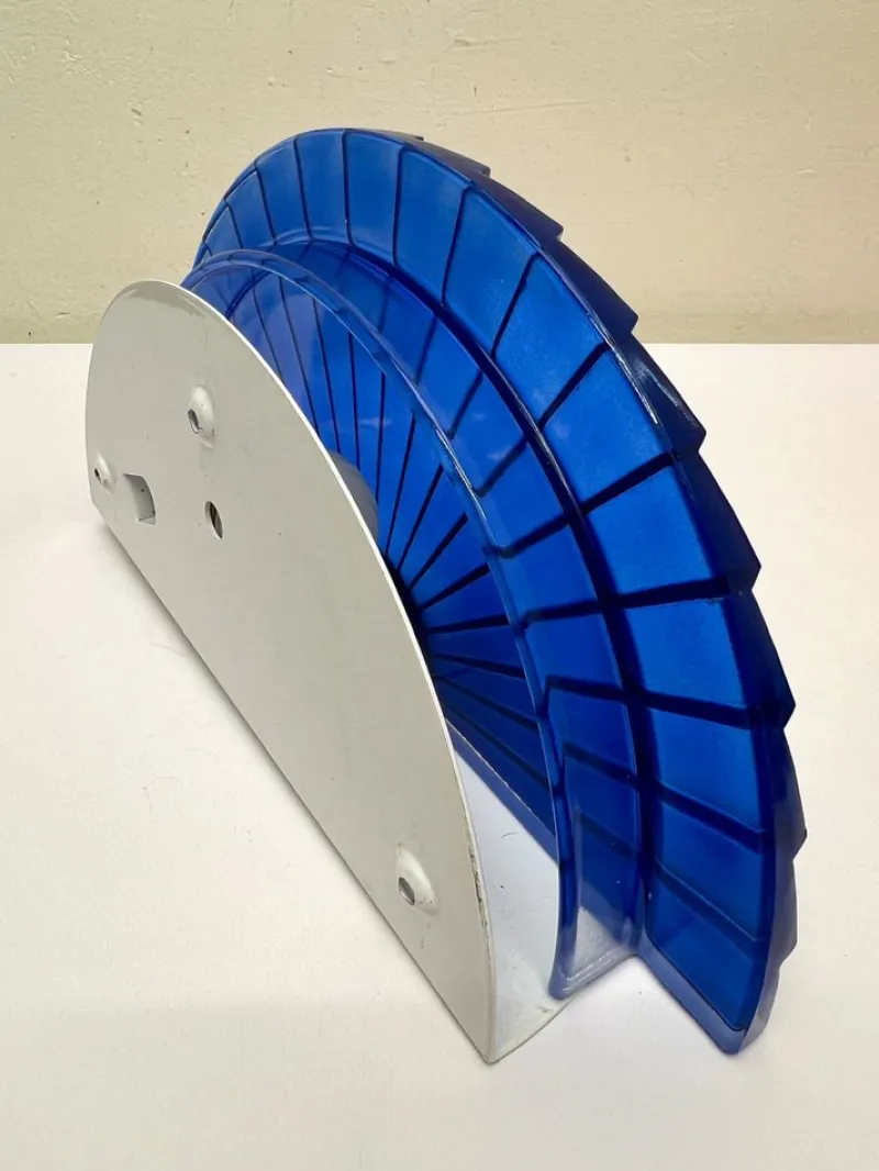 Pamono Italian Fan-Shaped Demi-Lune Wall Light in Blue Stepped Glass, 1980s> Wall Lights & Sconces