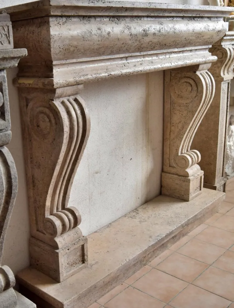 Pamono Italian Fireplace in Travertino> Fireplaces And Mantels