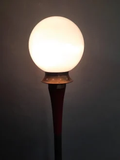 Sale Pamono Italian Floor Lamp in Red Metal and Brass, 1950s