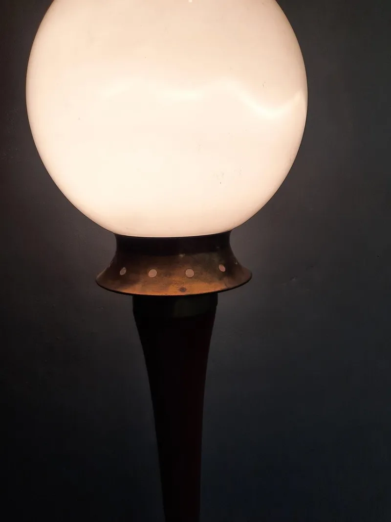 Sale Pamono Italian Floor Lamp in Red Metal and Brass, 1950s