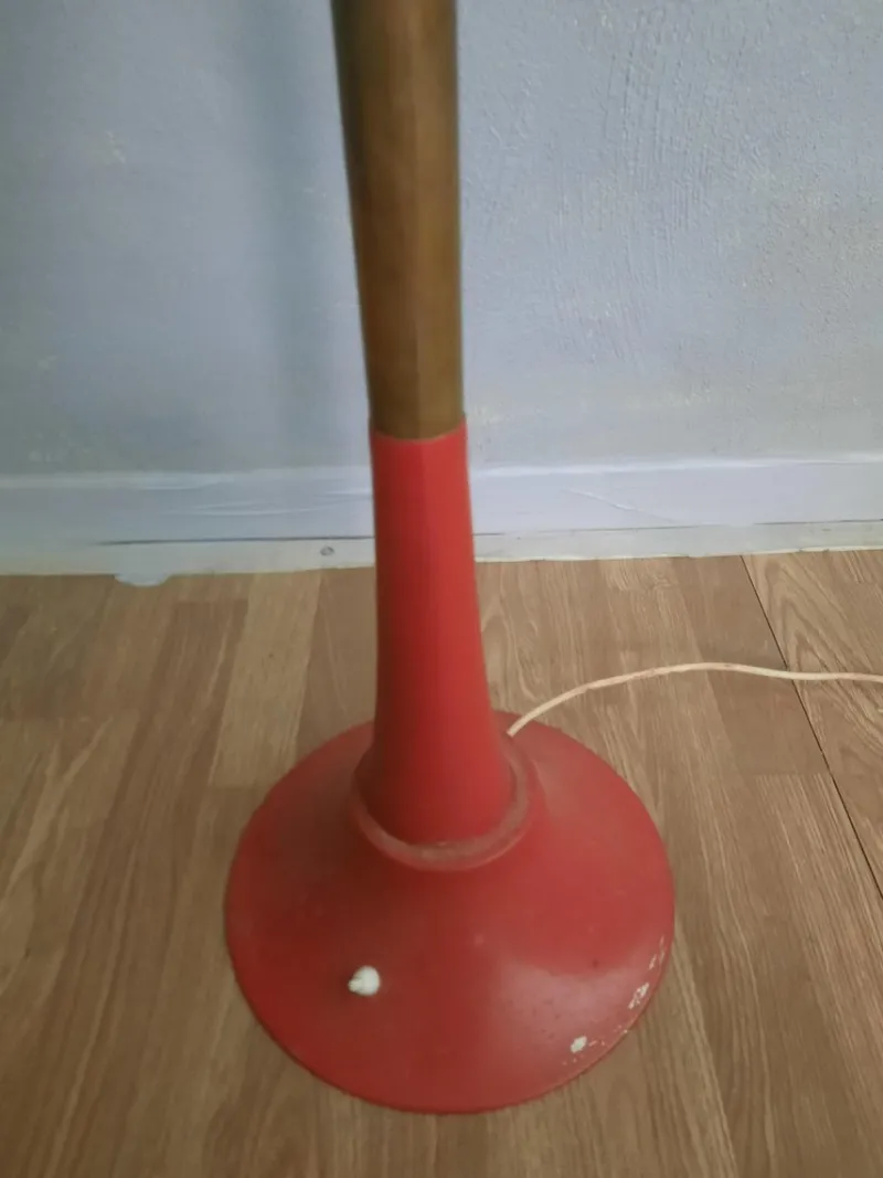 Sale Pamono Italian Floor Lamp in Red Metal and Brass, 1950s