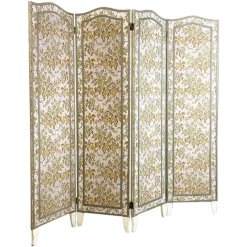 Pamono Italian Floral Fabric Folding Screen with Wooden Feet, 1940s> Room Dividers & Screens