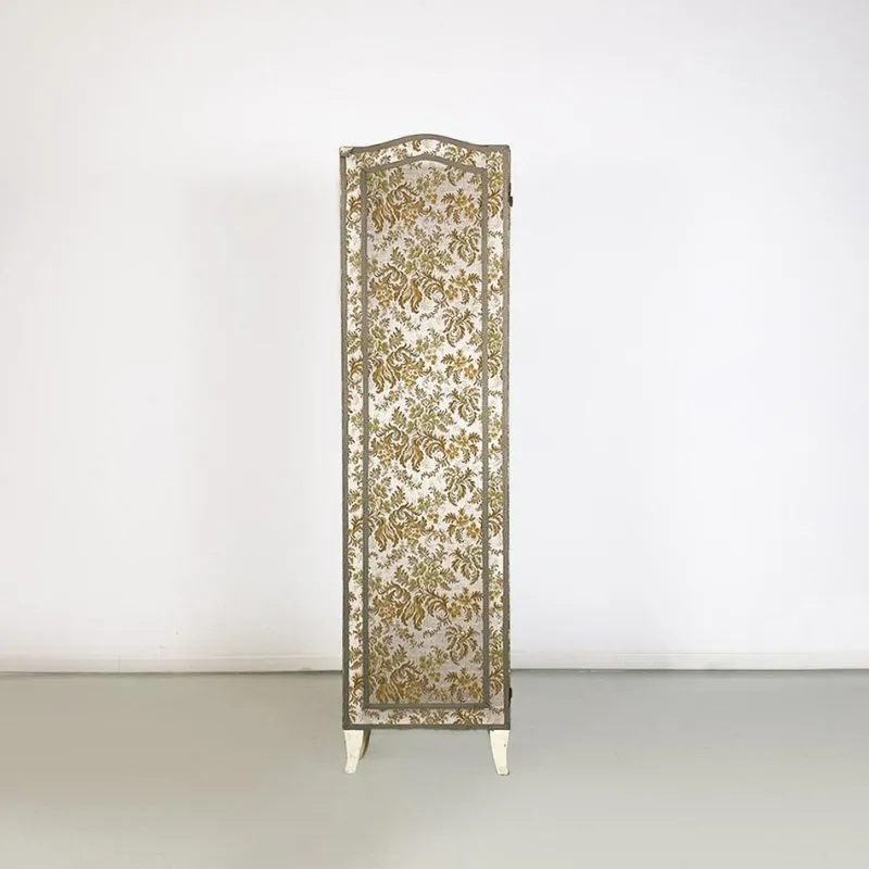 Pamono Italian Floral Fabric Folding Screen with Wooden Feet, 1940s> Room Dividers & Screens