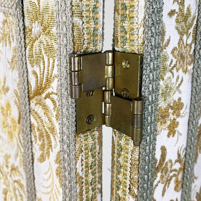 Pamono Italian Floral Fabric Folding Screen with Wooden Feet, 1940s> Room Dividers & Screens