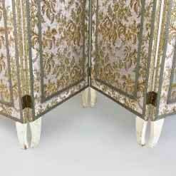 Pamono Italian Floral Fabric Folding Screen with Wooden Feet, 1940s><noscript><img width=