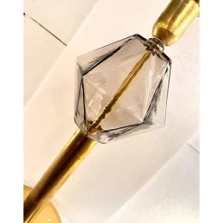 Pamono Italian Fumè Murano Glass Table Lamps with Unlaquered Brass by Simoeng, Set of 2> Table Lamps