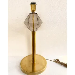 Pamono Italian Fumè Murano Glass Table Lamps with Unlaquered Brass by Simoeng, Set of 2><noscript><img width=