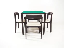 Pamono Italian Game Tables & 4 Chairs Set by Gio Ponti for Fratelli Reguitti, 1972, Set of 5