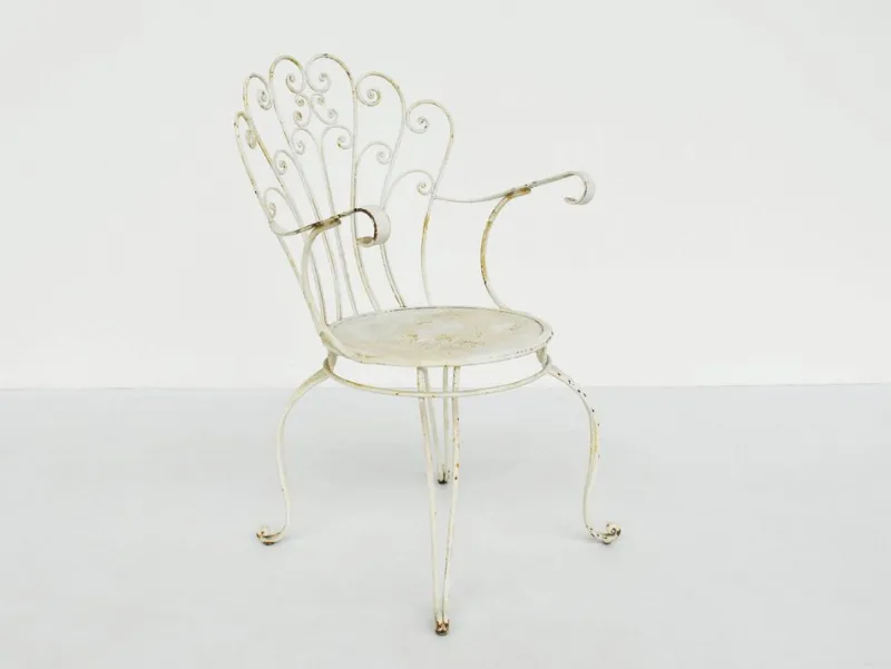 Pamono Italian Garden Armhairs in White Metal, 1950s, Set of 4> Garden Seating