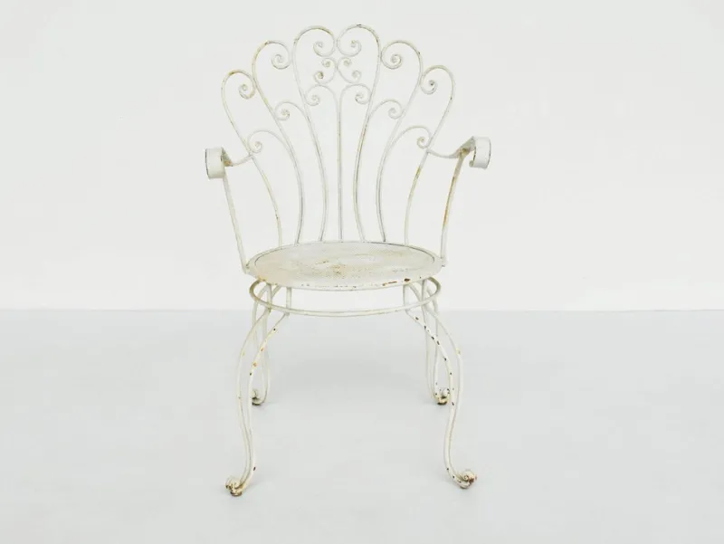 Pamono Italian Garden Armhairs in White Metal, 1950s, Set of 4> Garden Seating
