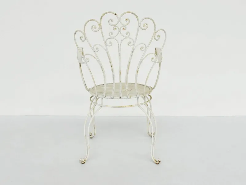 Pamono Italian Garden Armhairs in White Metal, 1950s, Set of 4> Garden Seating