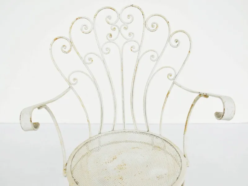 Pamono Italian Garden Armhairs in White Metal, 1950s, Set of 4> Garden Seating
