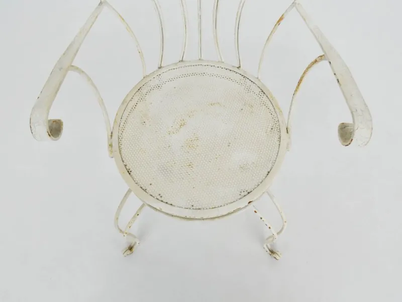 Pamono Italian Garden Armhairs in White Metal, 1950s, Set of 4> Garden Seating