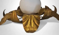 Sale Pamono Italian Gilt Brass and Opaline Glass Flush Mount, 1950s