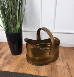 Pamono Italian Gilt Brass Bronze Fireplace Wood Log Holder Rack by Milo Baughman, 1970s><noscript><img width=