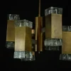 Pamono Italian Glass and Brass Pendant from Sciolari, 1970s> Ceiling Lights