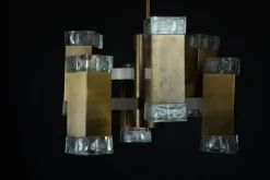 Pamono Italian Glass and Brass Pendant from Sciolari, 1970s><noscript><img width=