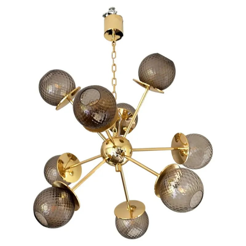 Pamono Italian Gold Chandelier in Murano Glass by Simoeng> Ceiling Lights