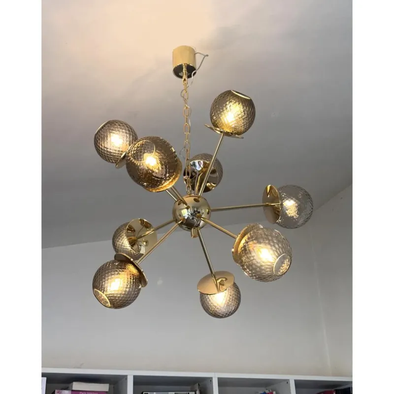 Pamono Italian Gold Chandelier in Murano Glass by Simoeng> Ceiling Lights