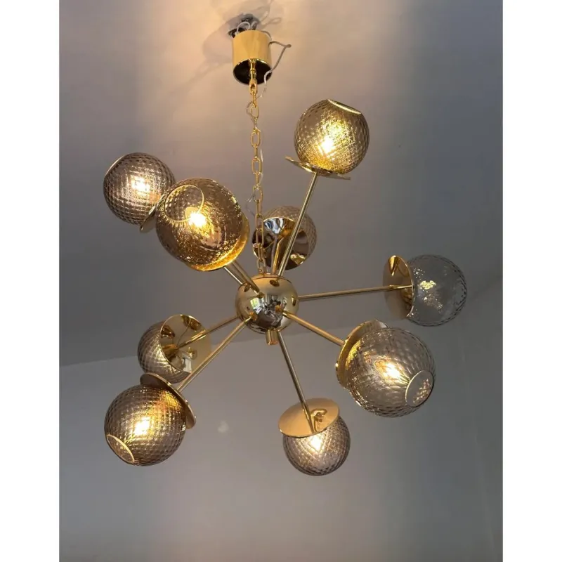 Pamono Italian Gold Chandelier in Murano Glass by Simoeng> Ceiling Lights