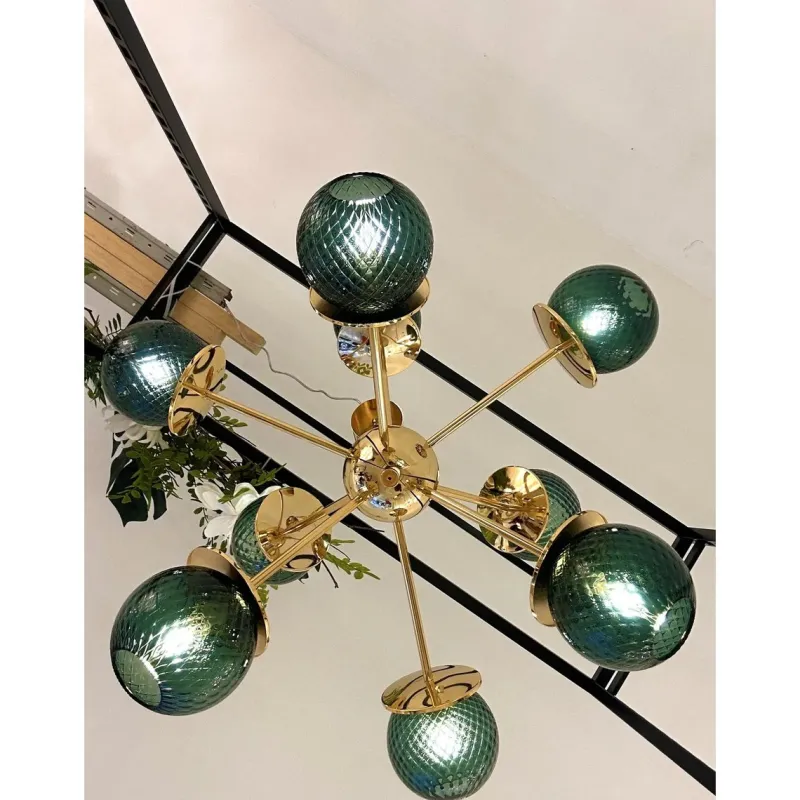 Pamono Italian Gold Chandelier in Murano Glass by Simoeng> Ceiling Lights