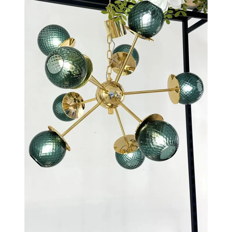 Pamono Italian Gold Chandelier in Murano Glass by Simoeng> Ceiling Lights
