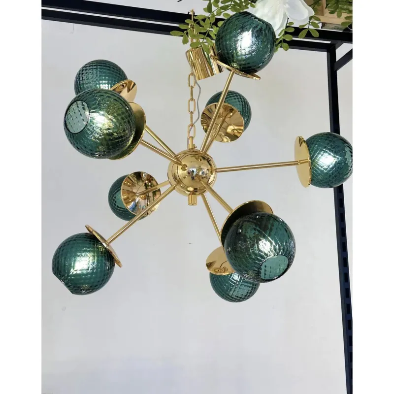 Pamono Italian Gold Chandelier in Murano Glass by Simoeng> Ceiling Lights