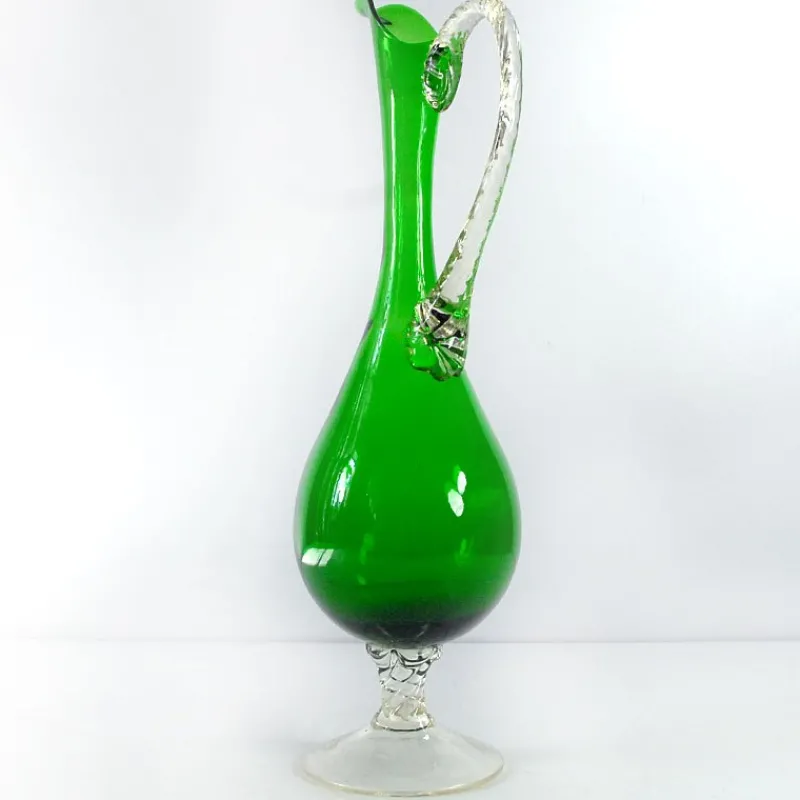 Pamono Italian Green Glass Carafe from Empoli, 1970s