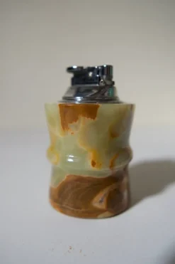 Pamono Italian Green Onyx Table Lighter, 1970s