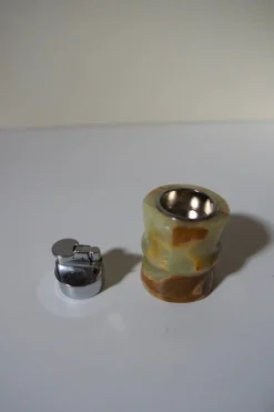 Pamono Italian Green Onyx Table Lighter, 1970s