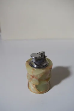 Pamono Italian Green Onyx Table Lighter, 1970s