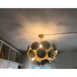 Best Pamono Italian Hammered Brass Sputnik Semi-Sphere Chandelier by Simoeng