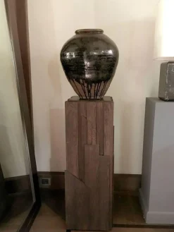Pamono Italian Hand-Carved Oak Wood Column by Dimore Di Lucia Valzelli> Pedestals And Columns