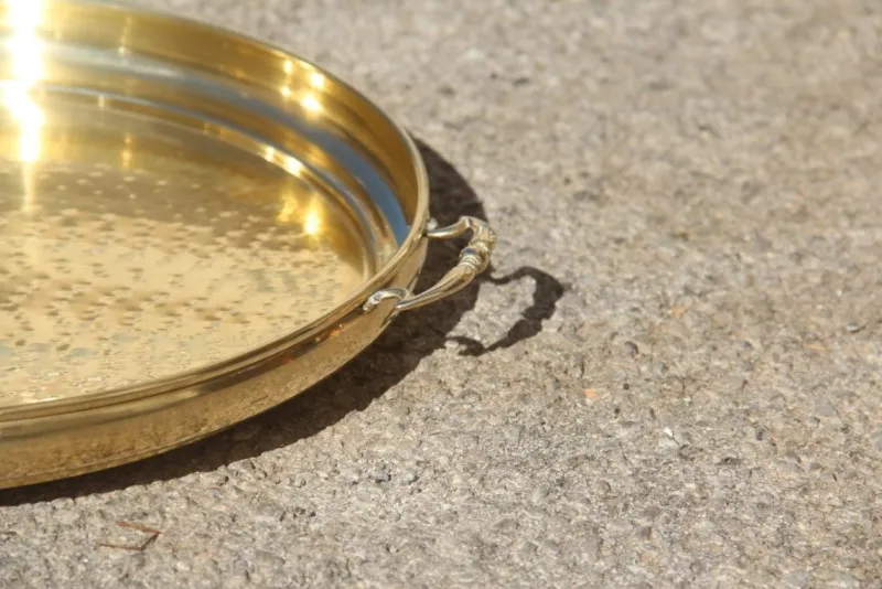 Clearance Pamono Italian Hand-Hammered Brass Tray, 1970s