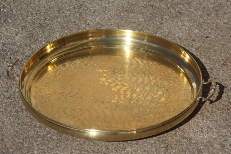 Clearance Pamono Italian Hand-Hammered Brass Tray, 1970s