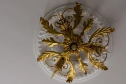 Hot Pamono Italian Hollywood Regency Gilt Metal Foliate Ceiling Light, 1970s