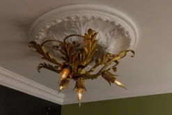 Hot Pamono Italian Hollywood Regency Gilt Metal Foliate Ceiling Light, 1970s