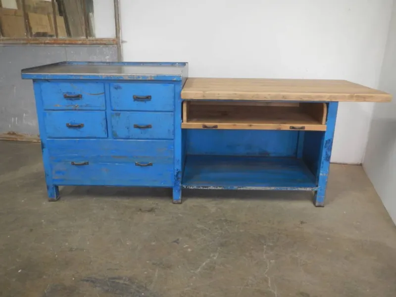 New Pamono Italian Iron and Wood Worktable, 1970s
