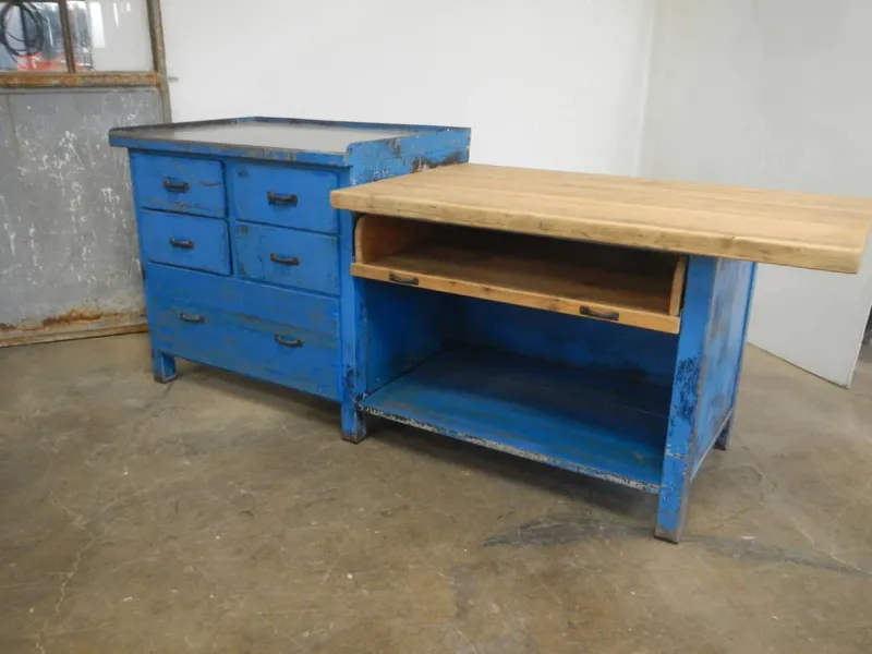 New Pamono Italian Iron and Wood Worktable, 1970s