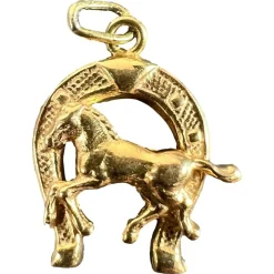Online Pamono Italian 18k Yellow Gold Lucky Horseshoe Horse Charm Pendant, 1960s